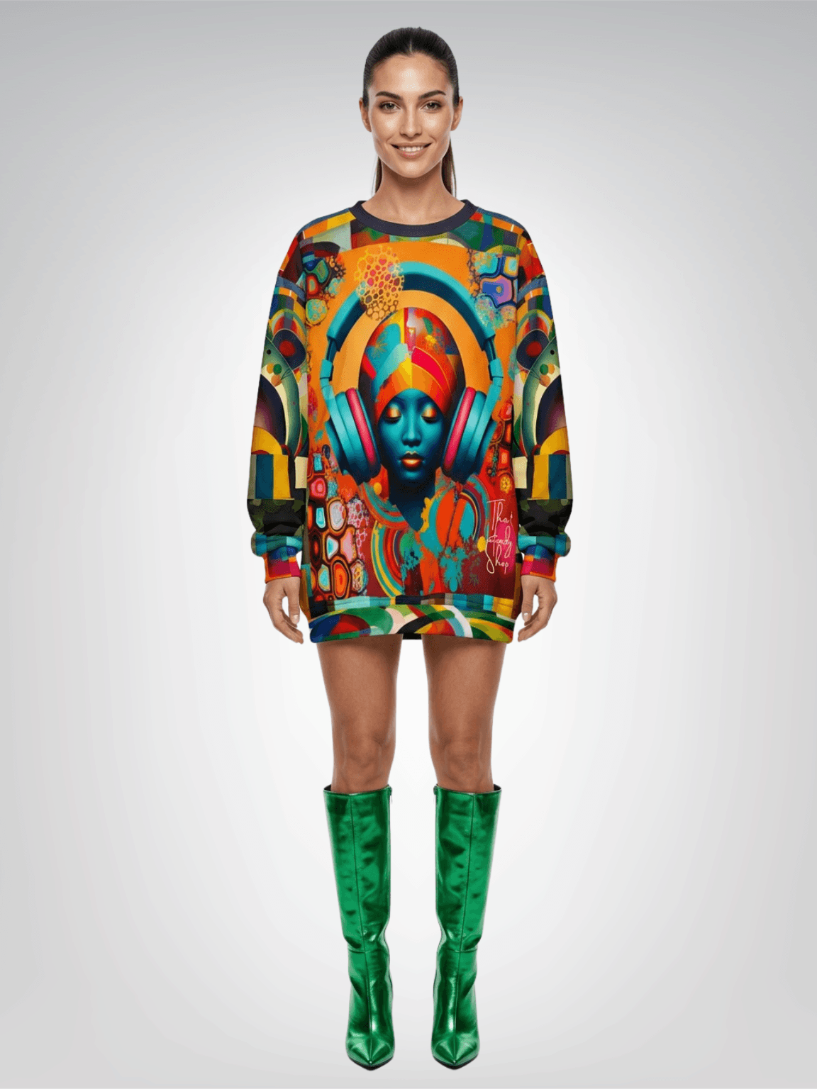 Afro Pop Girl Abstract Mosaic Print Unisex Sweatshirt (Gold Label)