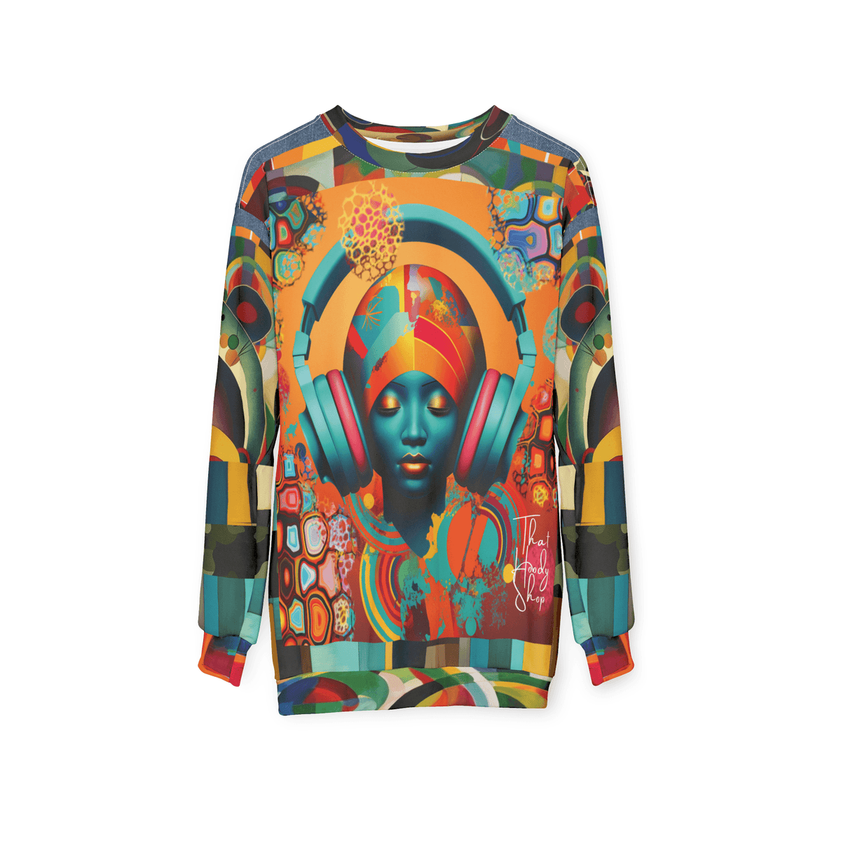 Afro Pop Girl Abstract Mosaic Print Unisex Sweatshirt (Gold Label)