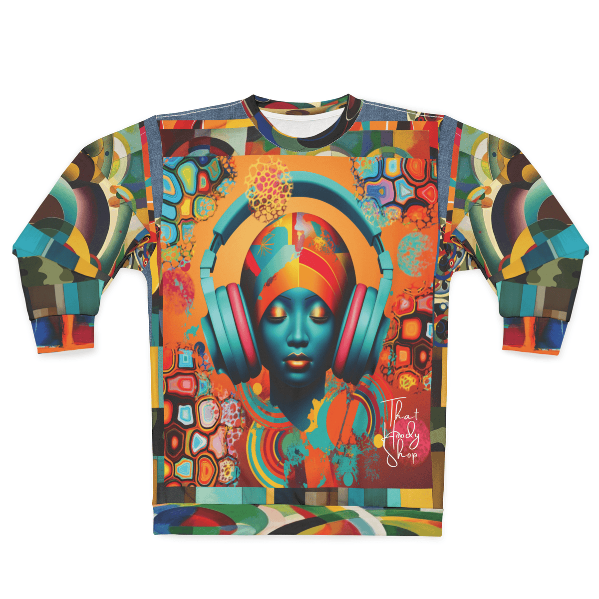 Afro Pop Girl Abstract Mosaic Print Unisex Sweatshirt (Gold Label)