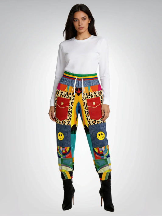 Afro-Queen Solace Denim Rainbow Eco-Poly Unisex Joggers