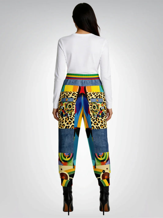 Afro-Queen Solace Denim Rainbow Eco-Poly Unisex Joggers