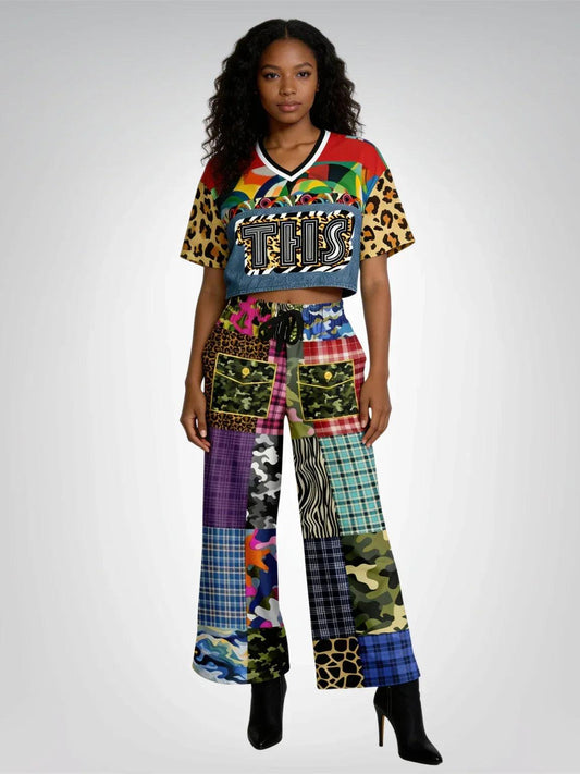 Hodgepodge Camo Plaid Animal Print Eco-Poly Wide Leg Pants