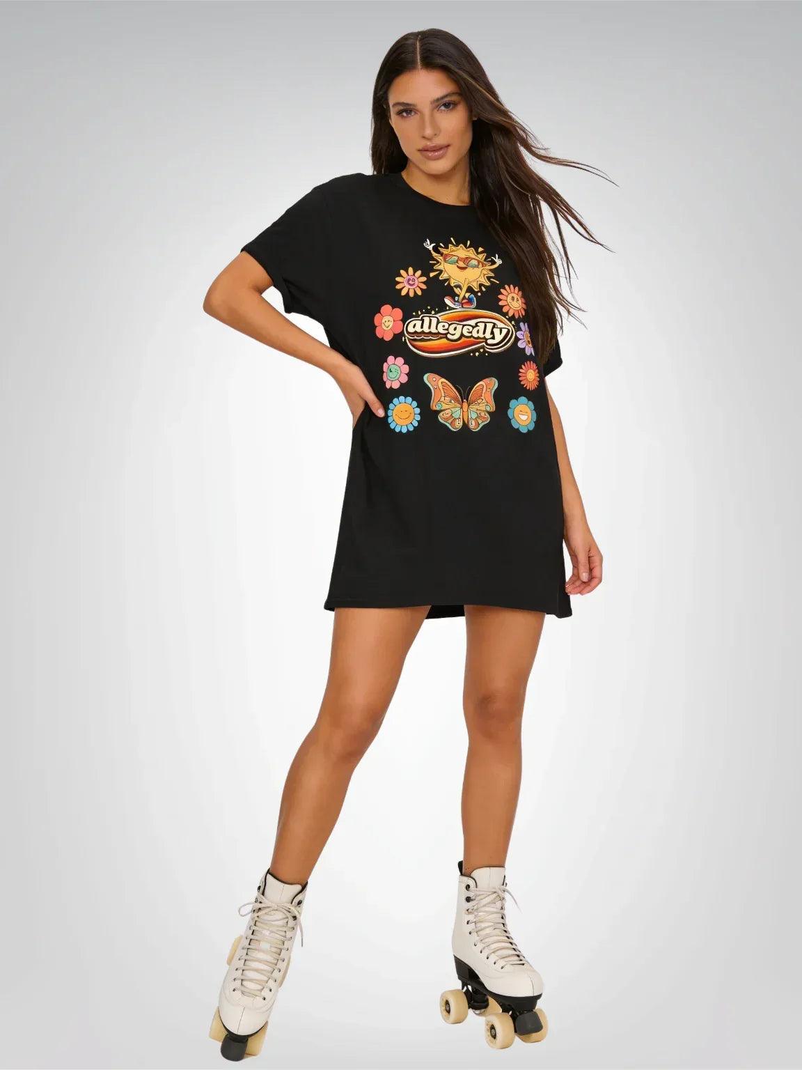 Allegedly 70s Retro Floral Sunshine Heavyweight Unisex Tee