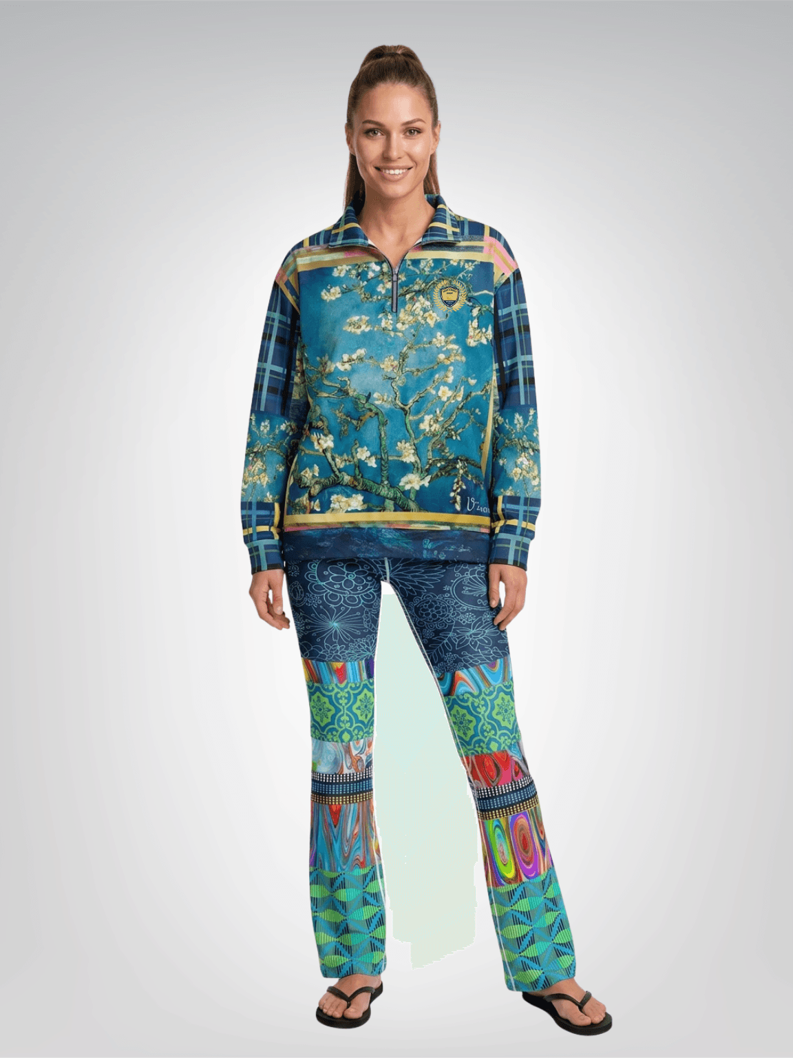 Almond Tree in Blossom - Van Gogh - Heavyweight Oversized Quarter Zip Sweatshirt