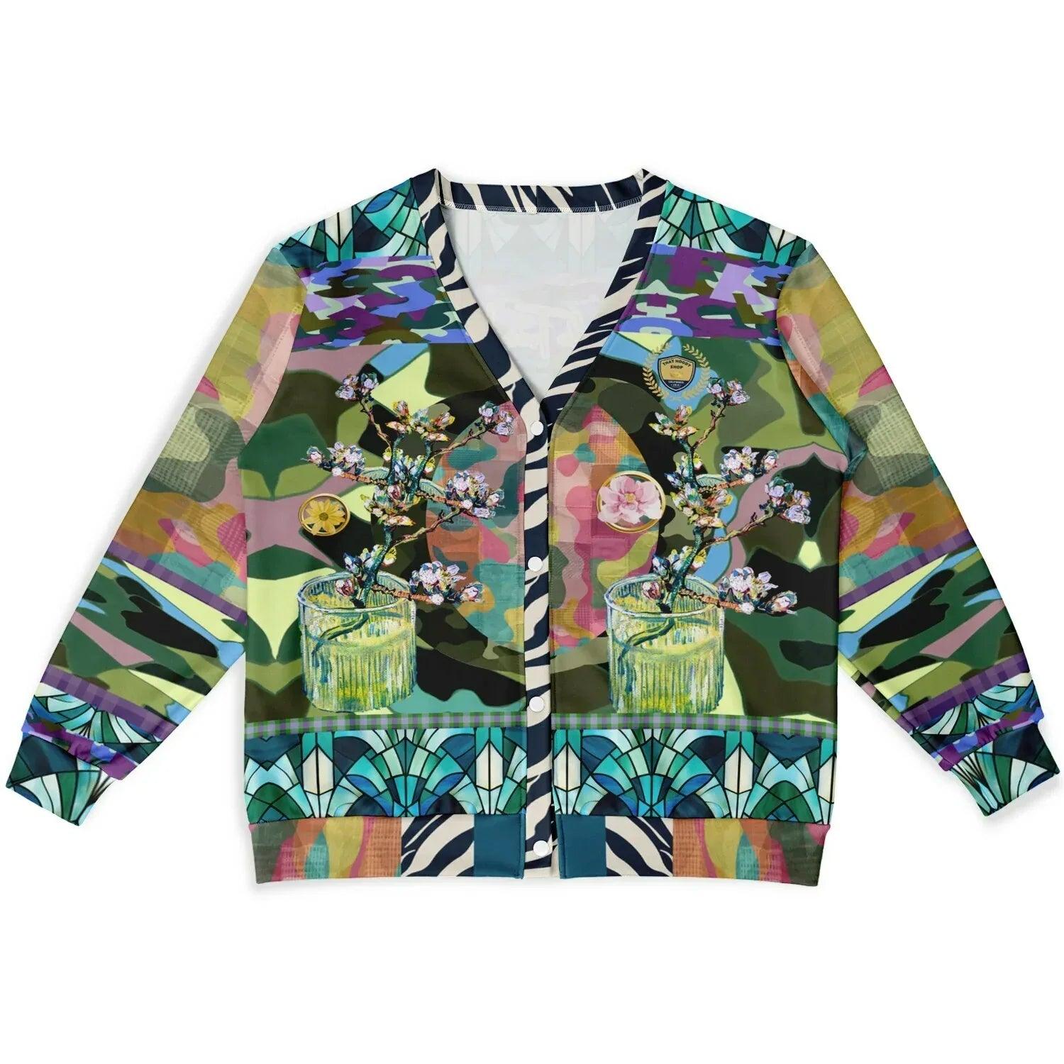 Almond Twig in Camouflage - Van Gogh - Patchwork Heavyweight Unisex Cardigan
