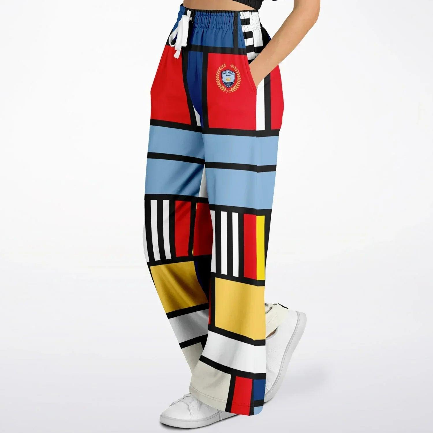 Alt Blue Hopscotch in Primary Geometric Eco-Poly Wide Leg Pants