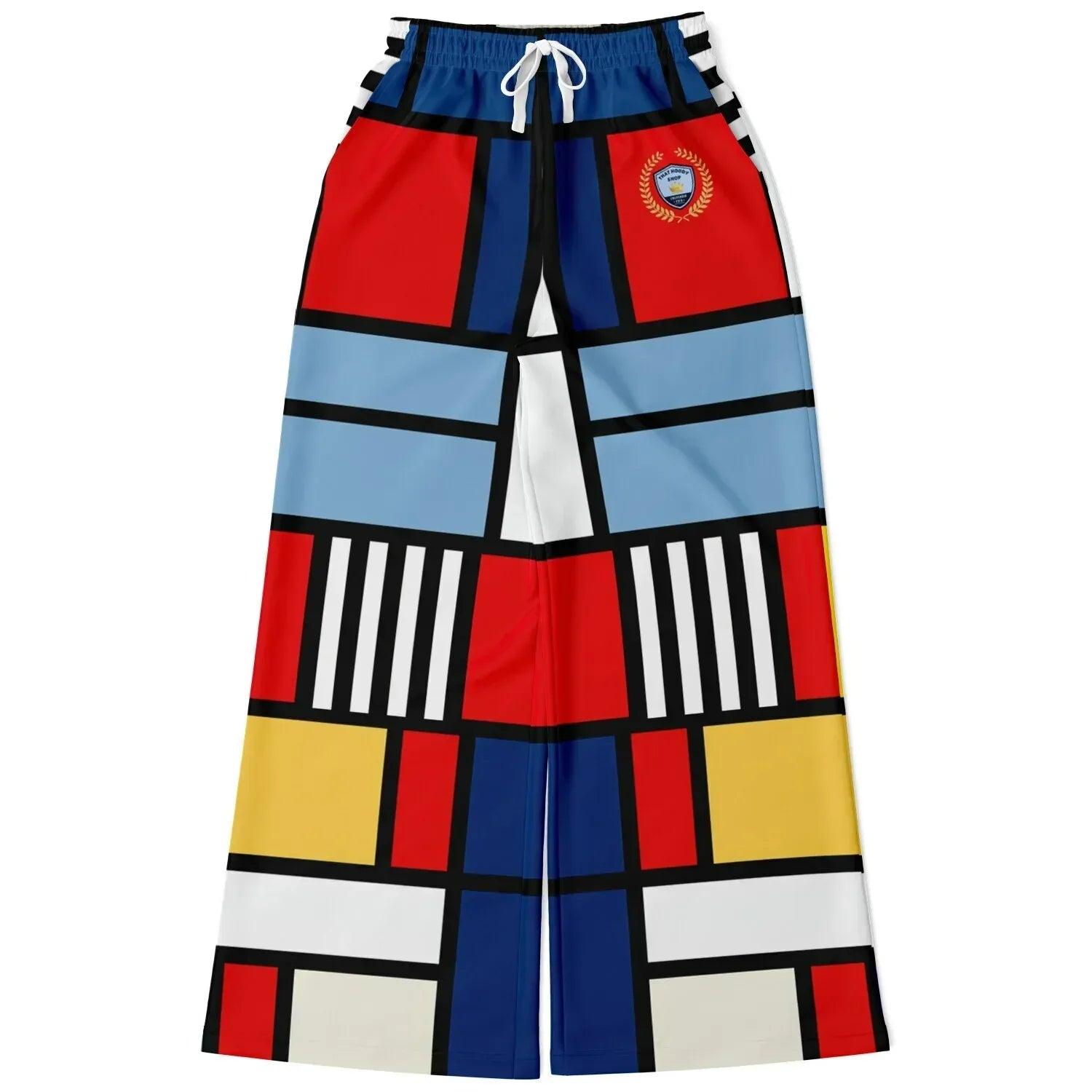 Alt Blue Hopscotch in Primary Geometric Eco-Poly Wide Leg Pants