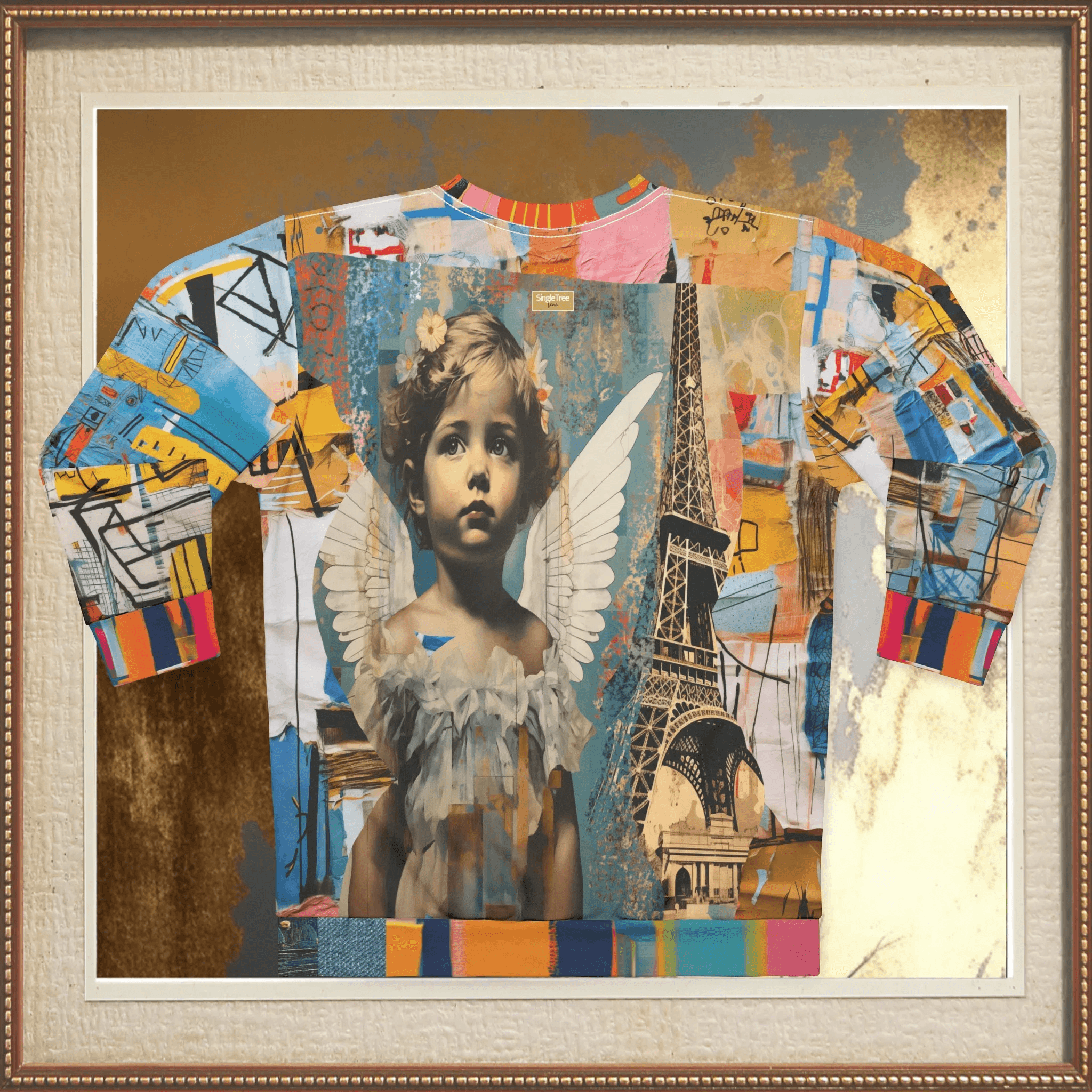 Angels in Paris Graffiti Art Mid-Weight Polyester Unisex Sweatshirt (Gold Label)