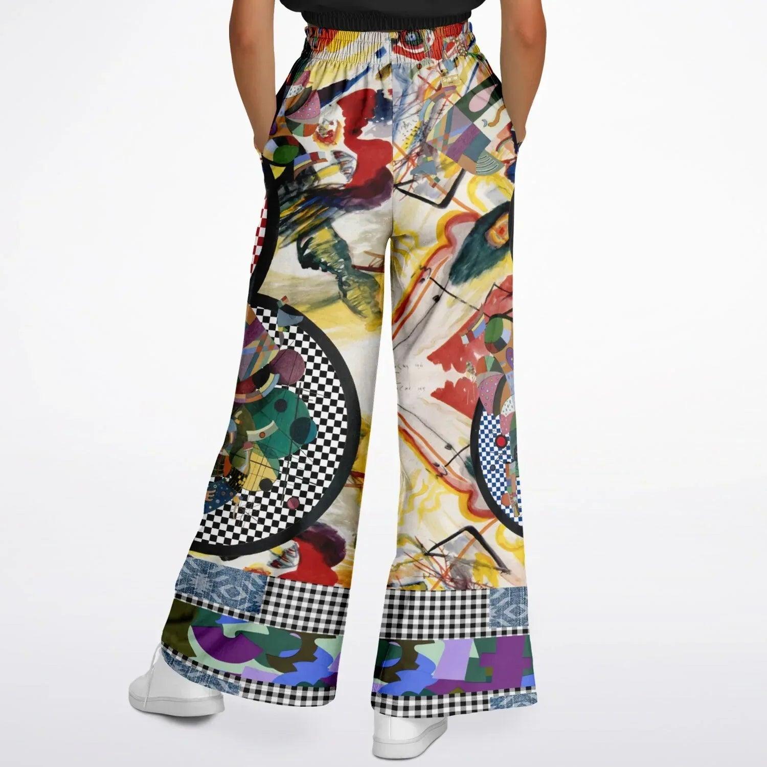 Around the Circle in Cossacks - Kandinsky - Abstract Print Eco-Poly Wide Leg Pants