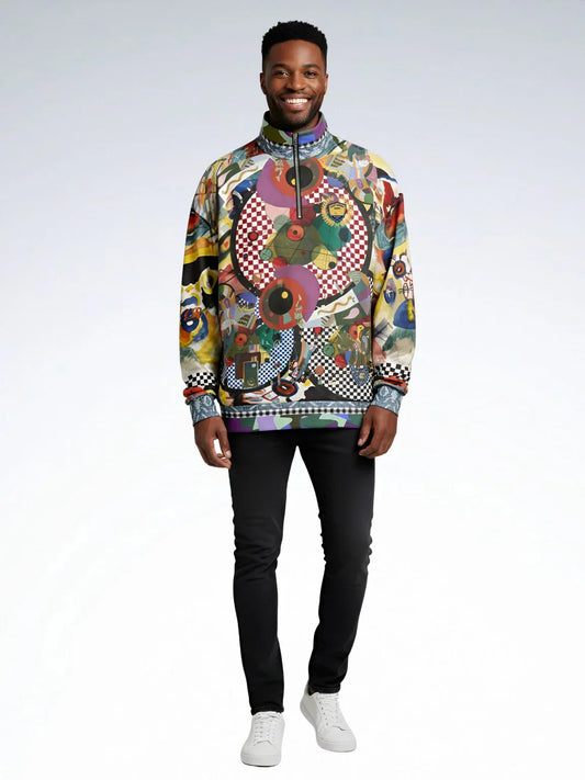 Around the Circle in Cossacks - Kandinsky - Heavyweight Oversized Quarter Zip Sweatshirt