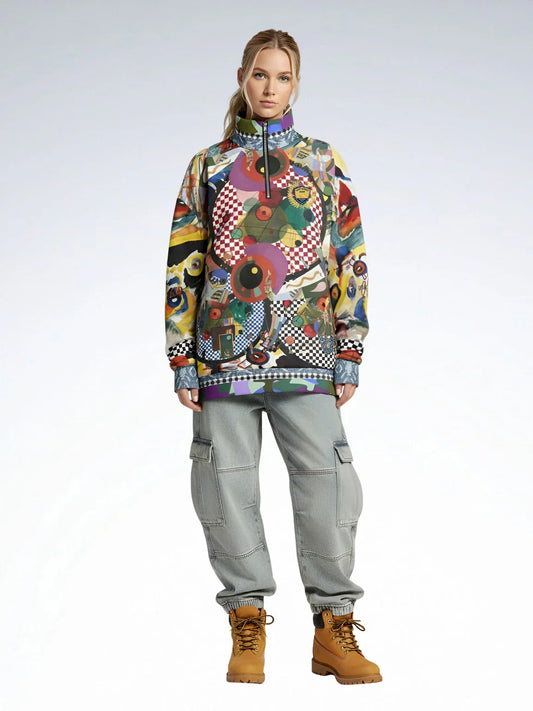 Around the Circle in Cossacks - Kandinsky - Heavyweight Oversized Quarter Zip Sweatshirt