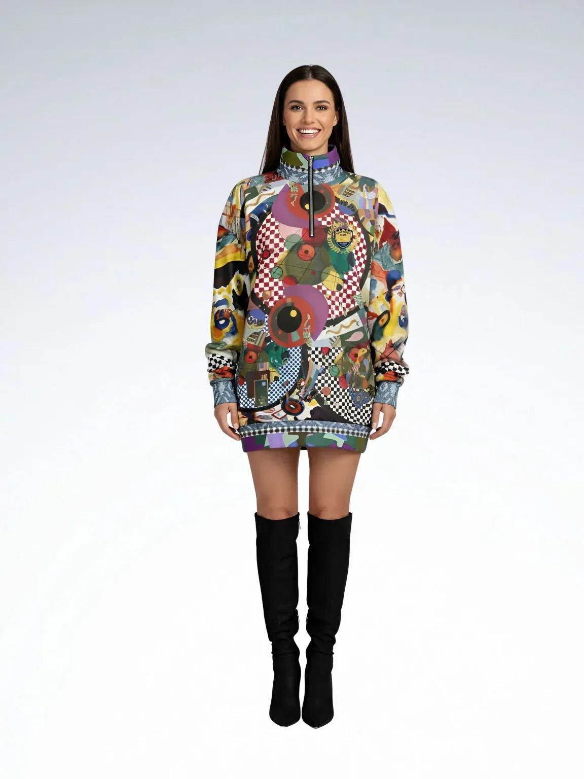 Around the Circle in Cossacks - Kandinsky - Heavyweight Oversized Quarter Zip Sweatshirt