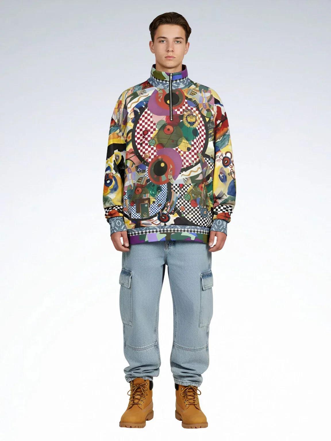 Around the Circle in Cossacks - Kandinsky - Heavyweight Oversized Quarter Zip Sweatshirt