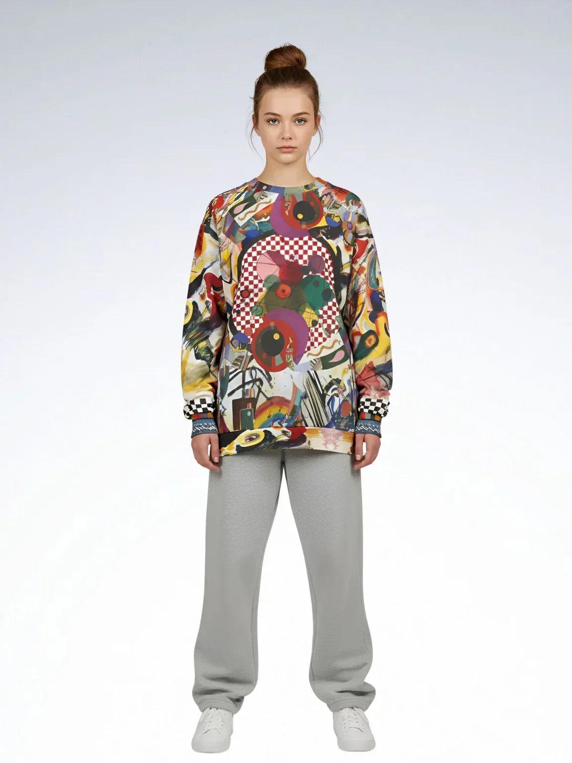 Around the Circle in - Kandinsky - Abstract Print Unisex Sweatshirt (Gold Label)