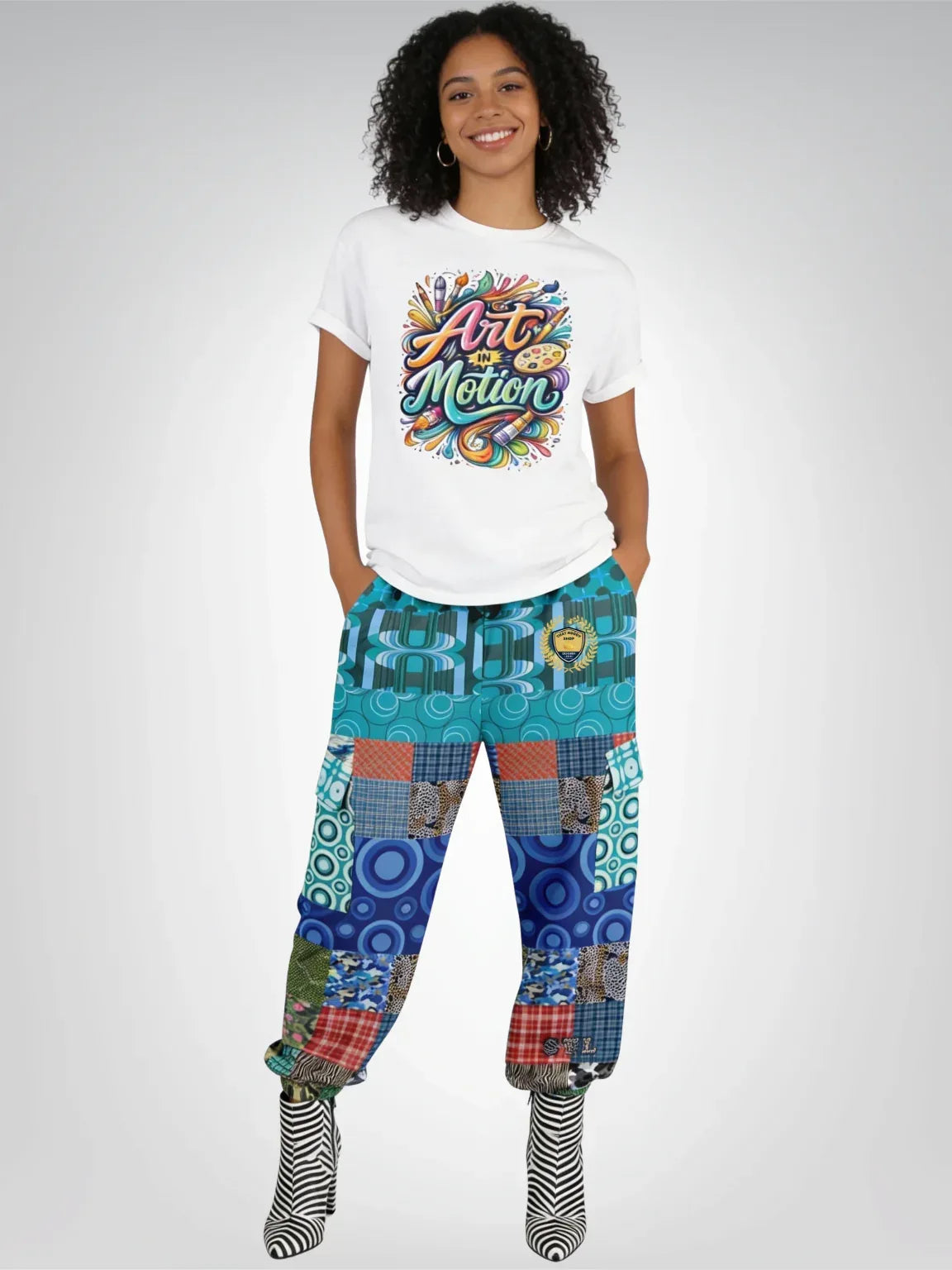 Popstar in Patchwork Fantasy Eco-Poly Cargo Joggers