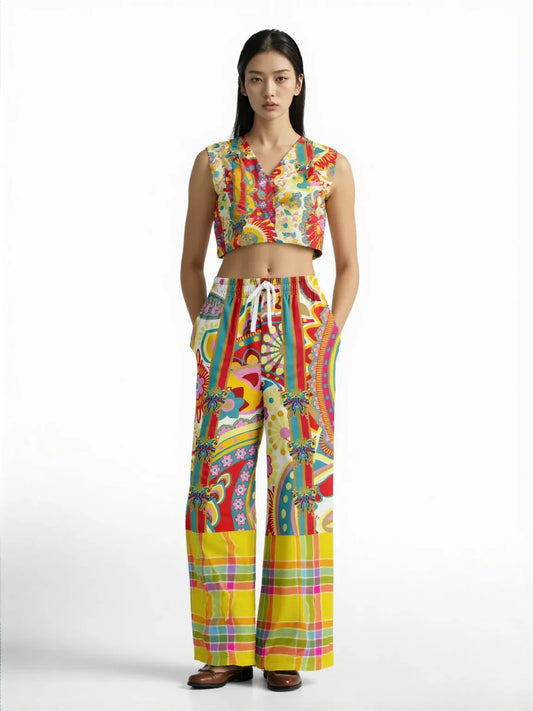 Ashbury Heights Paisley Eco-Poly Wide Leg Pants