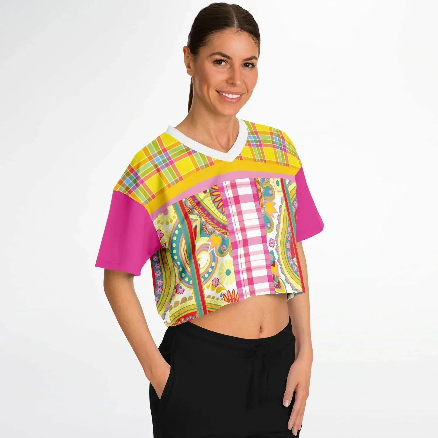 Ashbury Heights Paisley Eco-Poly V-neck Crop Jersey