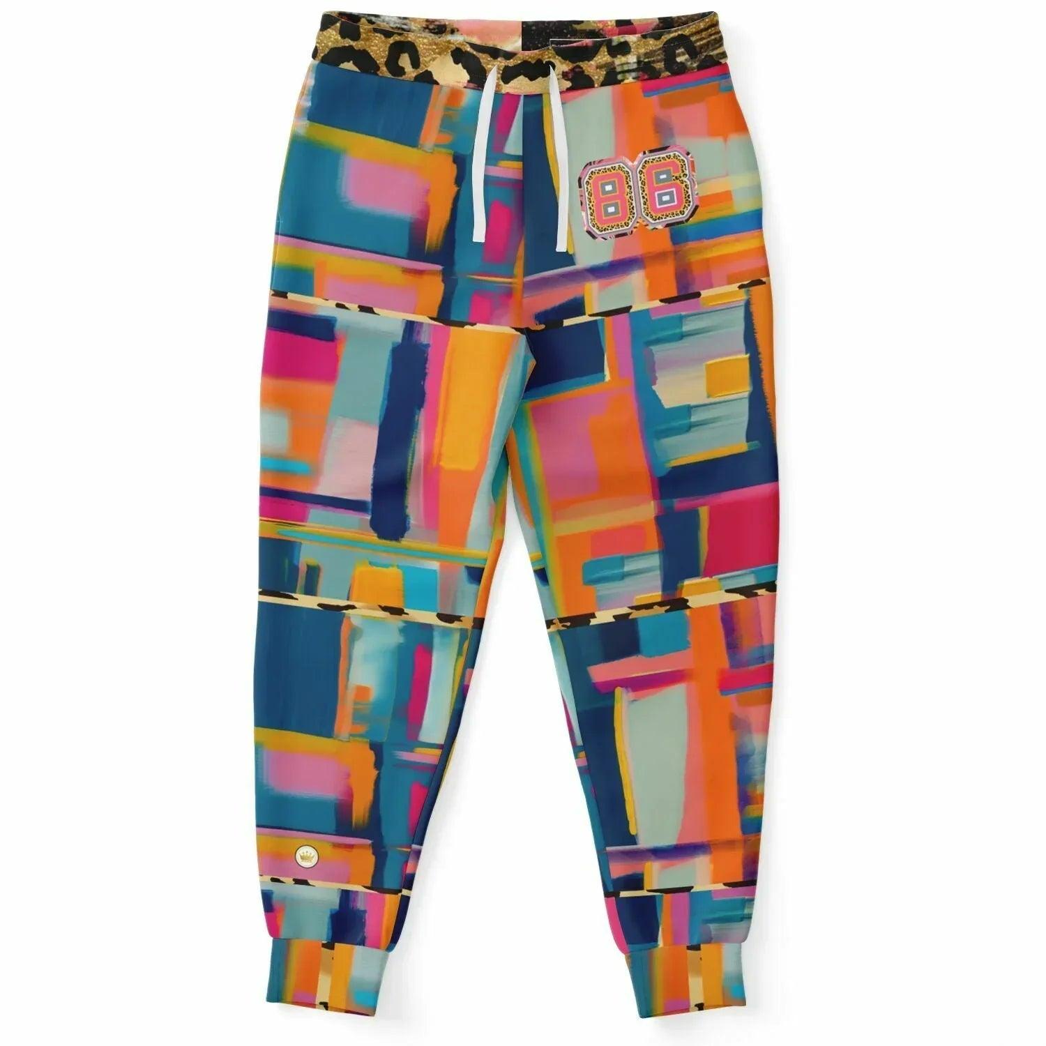 Blue Dragonfly Colorblock Patchwork Eco-Poly Unisex Joggers