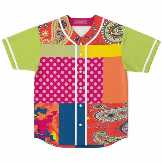 Chili Pepper Patchwork Eco-Poly Unisex Button Front Jersey