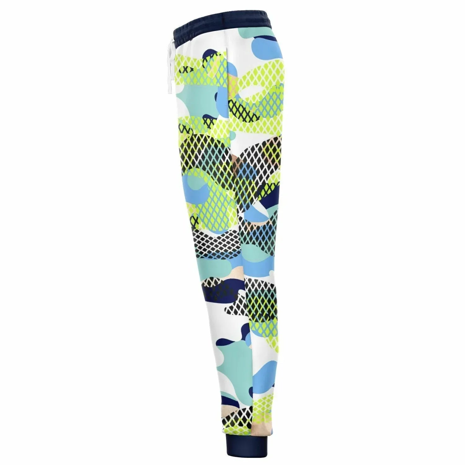 Blue and Lime Eco-Poly Camo Joggers