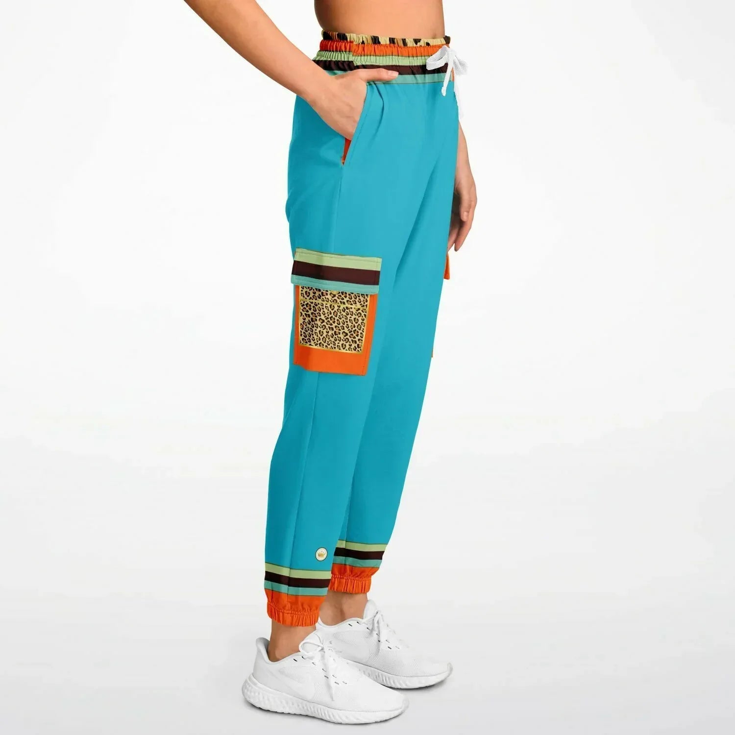 Bahamian Blue Leopard LUXE Eco-Poly Unisex Cargo Joggers