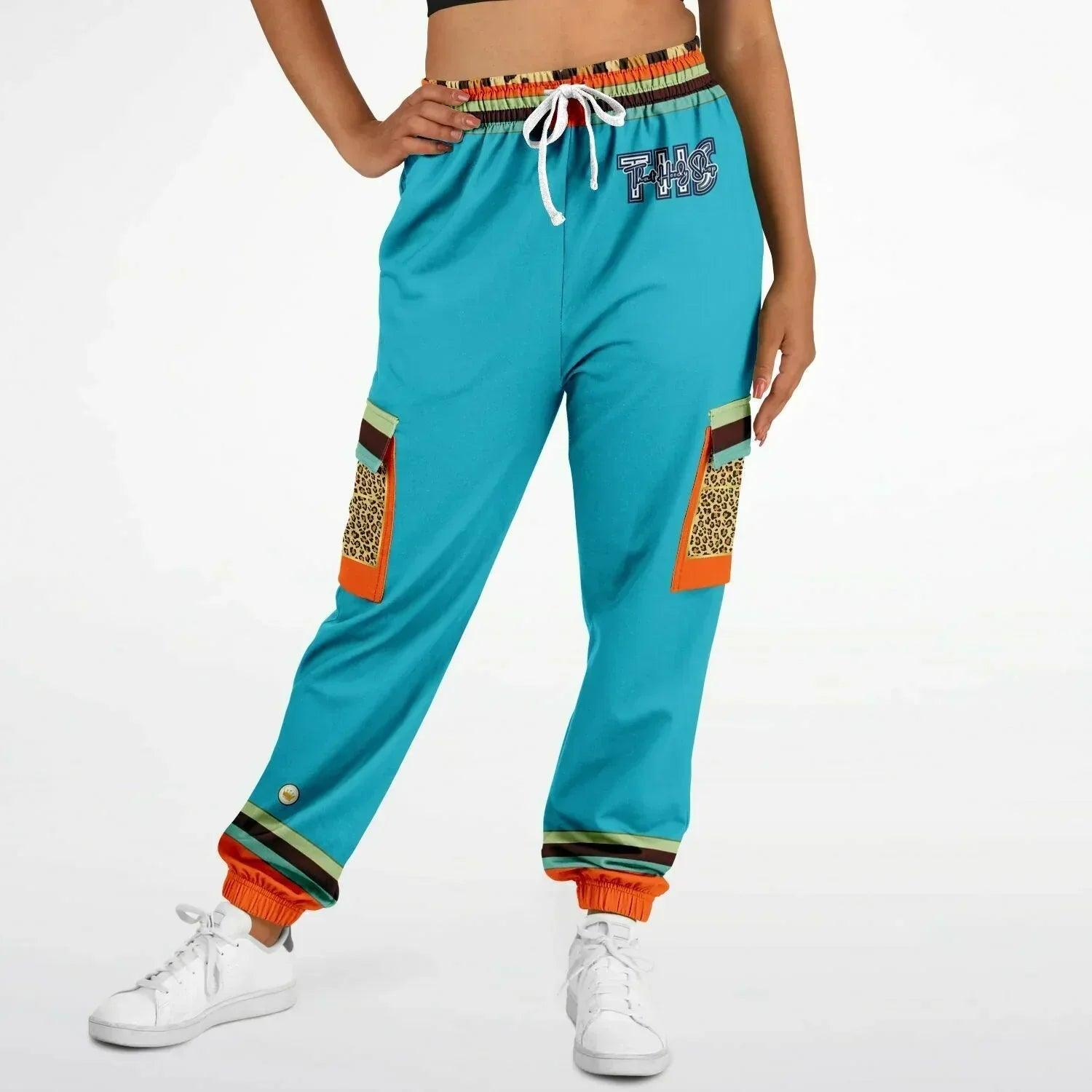 Bahamian Blue Leopard LUXE Eco-Poly Unisex Cargo Joggers