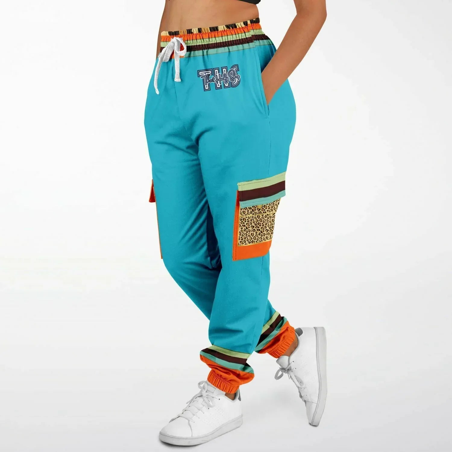 Bahamian Blue Leopard LUXE Eco-Poly Unisex Cargo Joggers