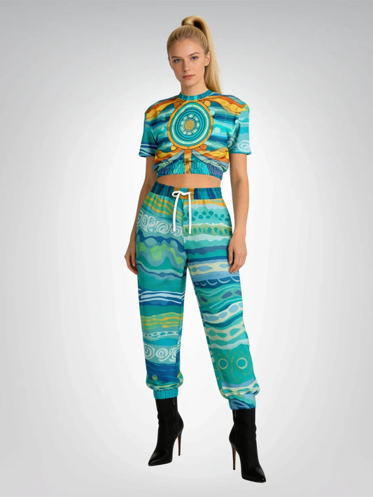 Bahamian Blue Waves Eco-Poly Unisex Joggers