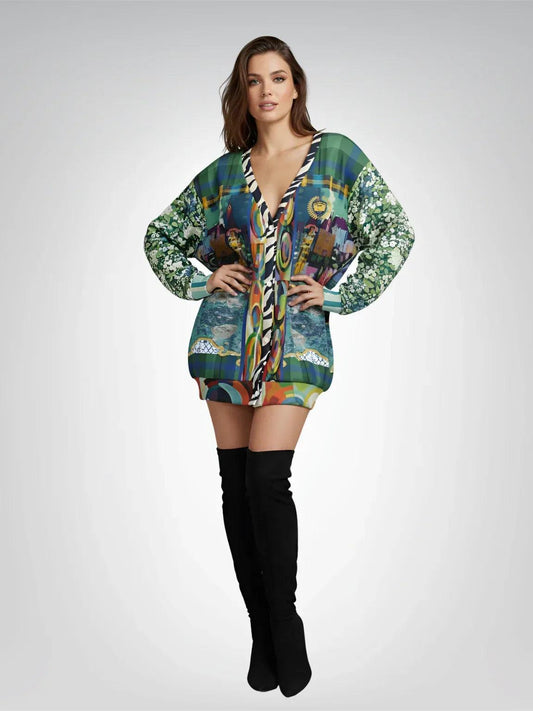 Basel at the Rhine - Kirchner - Heavyweight Unisex Cardigan