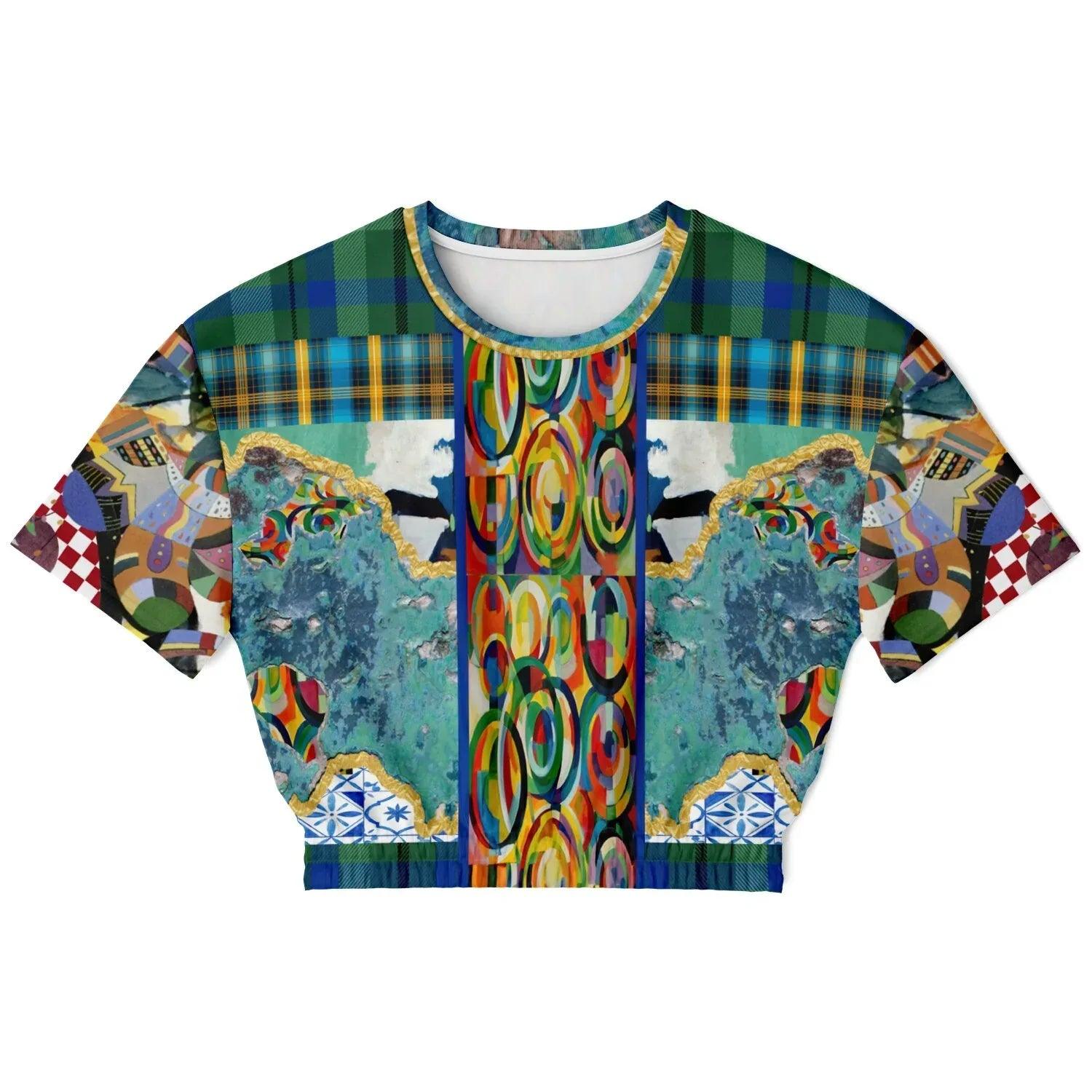 Basel at the Rhine - Kirchner -Eco-Poly Short Sleeve Cropped Pullover