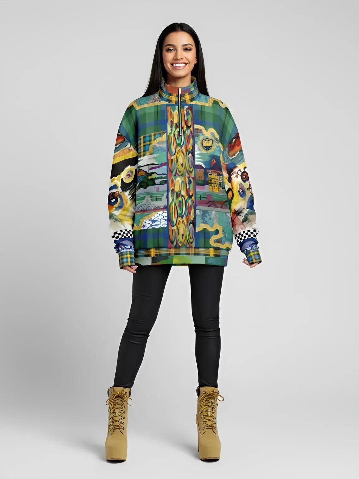 Basel at the Rhine - Kirchner - Heavyweight Oversized Quarter Zip Sweatshirt