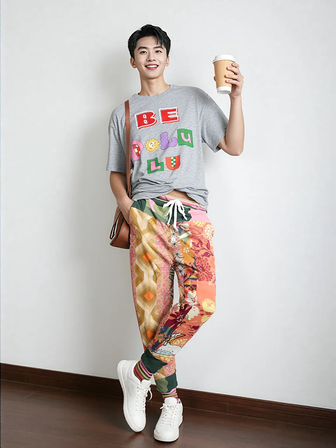 Yogananda Pink Floral Patchwork Eco-Poly Unisex Joggers