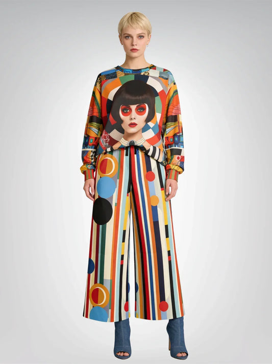 Bulls Eye Beatnik Girl Abstract Print Unisex Sweatshirt (Gold Label)