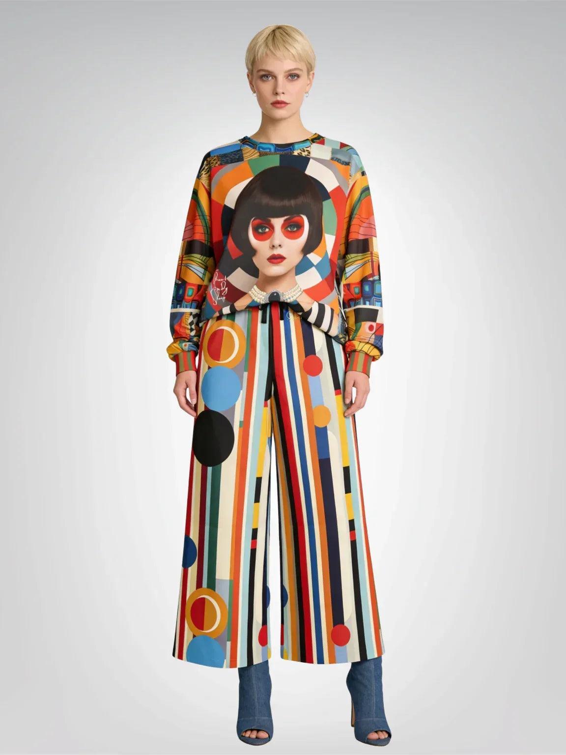 Bulls Eye Beatnik Girl Abstract Print Unisex Sweatshirt (Gold Label)