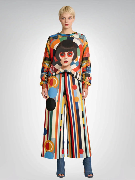 Bulls Eye Beatnik Girl Abstract Print Unisex Sweatshirt (Gold Label)