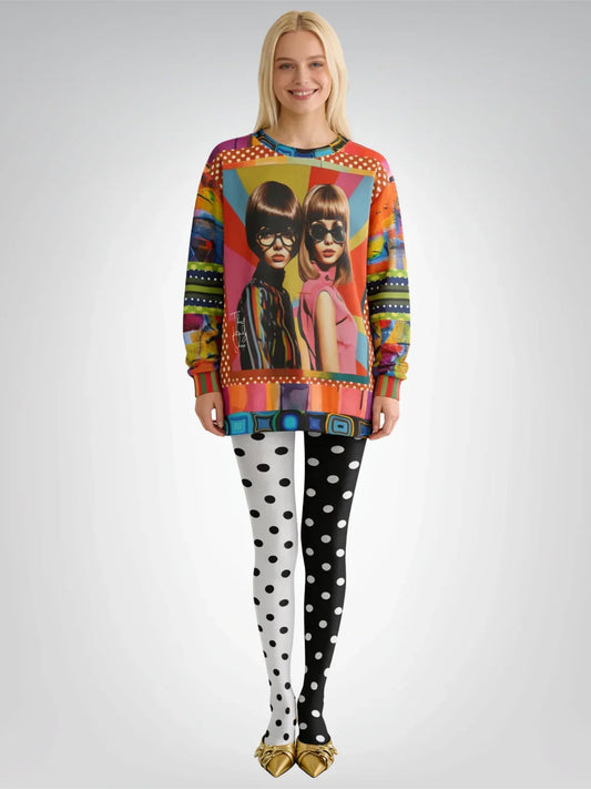 Beatnik Girls - Rainbow Flash Hippie Abstract Print Unisex Sweatshirt (Gold Label)