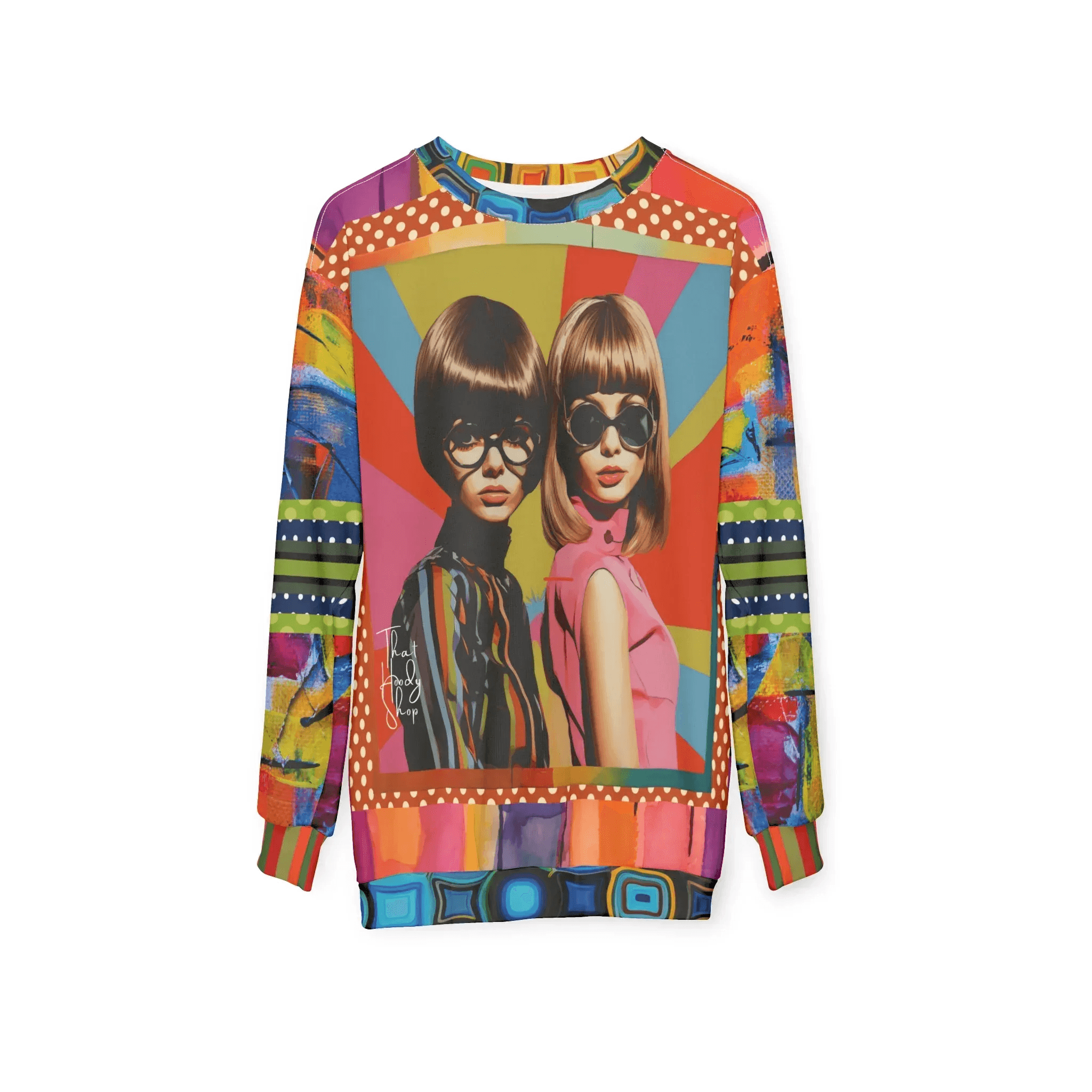 Beatnik Girls - Rainbow Flash Hippie Abstract Print Unisex Sweatshirt (Gold Label)