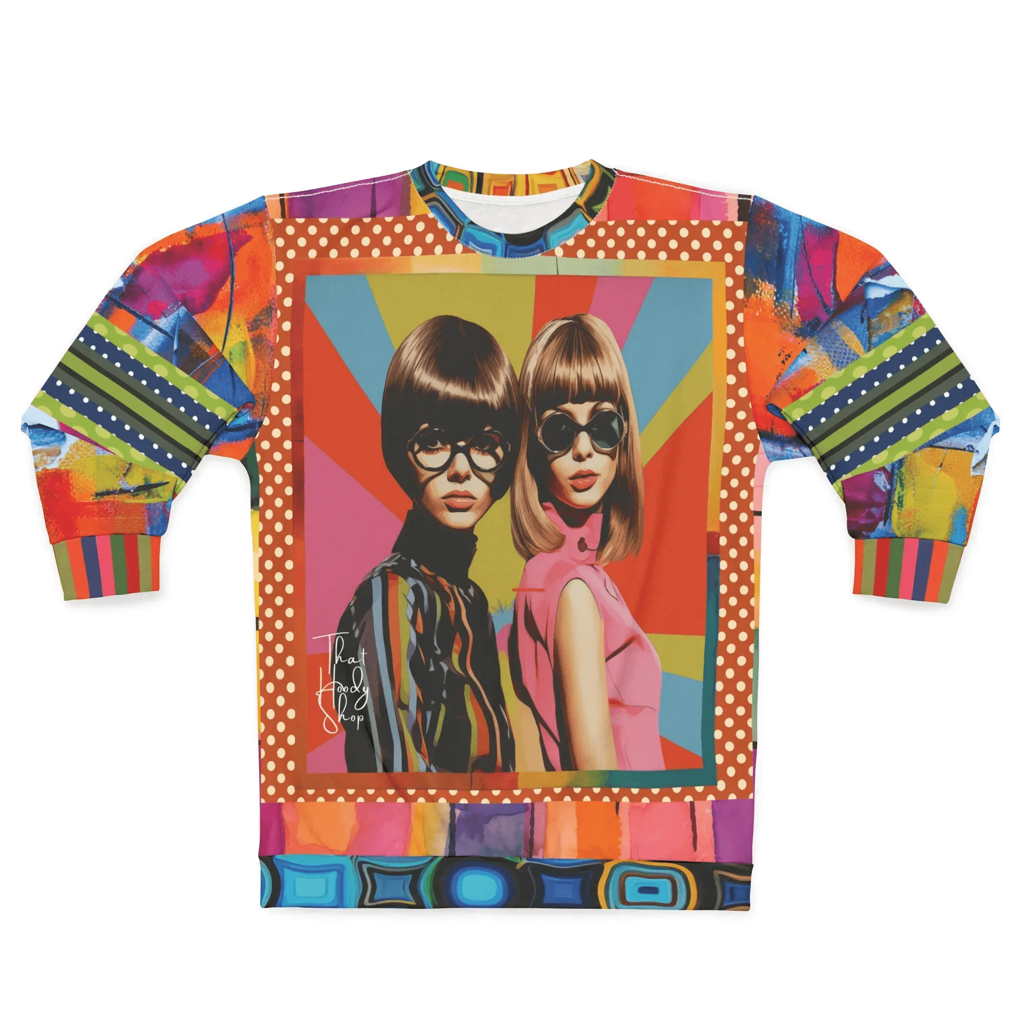 Beatnik Girls - Rainbow Flash Hippie Abstract Print Unisex Sweatshirt (Gold Label)