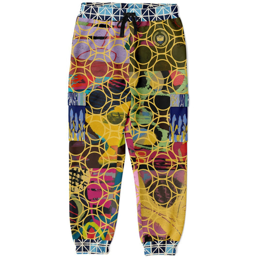 Beautiful Chaos Golden Orbit Abstract Art Print Eco-Poly Cargo Joggers