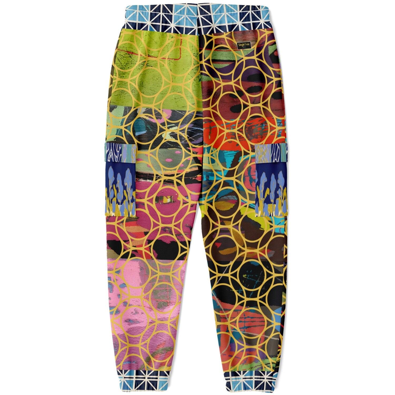 Beautiful Chaos Golden Orbit Abstract Art Print Eco-Poly Cargo Joggers