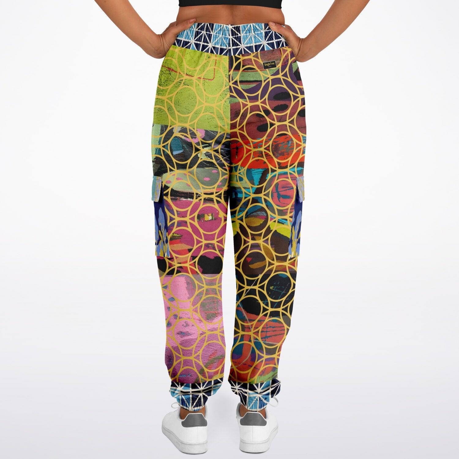 Beautiful Chaos Golden Orbit Abstract Art Print Eco-Poly Cargo Joggers