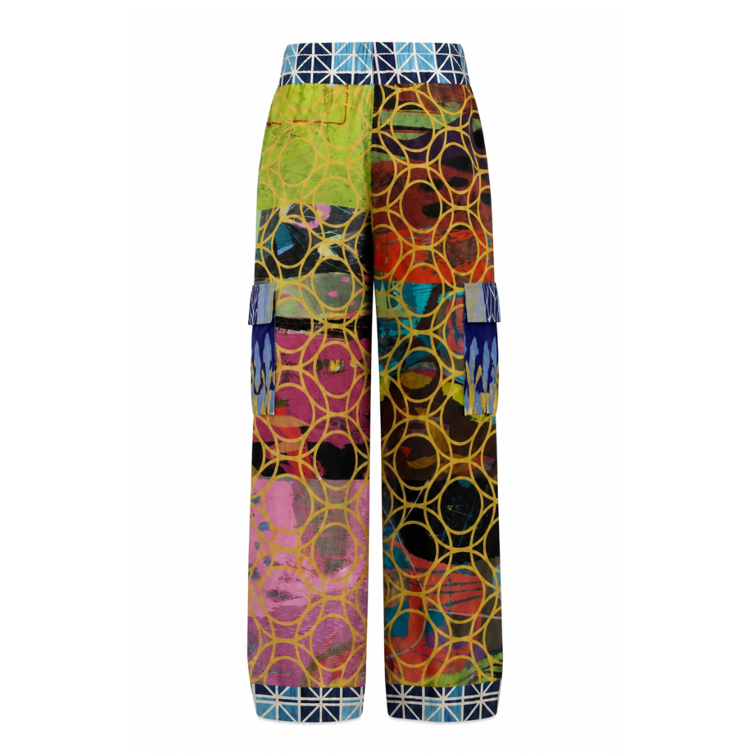 Beautiful Chaos Golden Orbit Abstract Art Print Cargo Pants