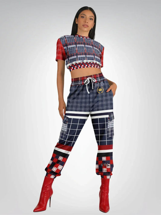Best of Times - Worst of Times - 68 Patchwork Rugby Eco-Poly Short Sleeve Cropped Pullover
