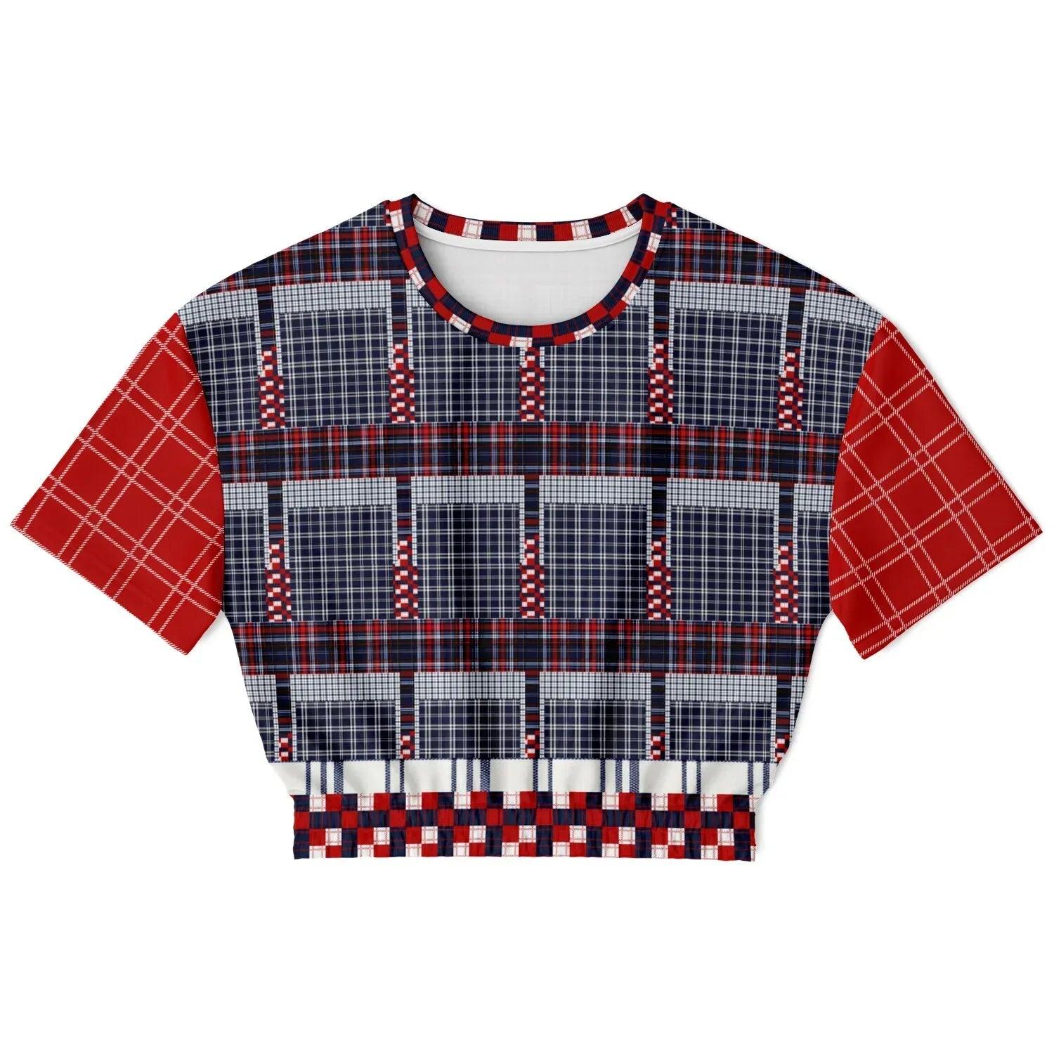 Best of Times - Worst of Times - 68 Patchwork Rugby Eco-Poly Short Sleeve Cropped Pullover