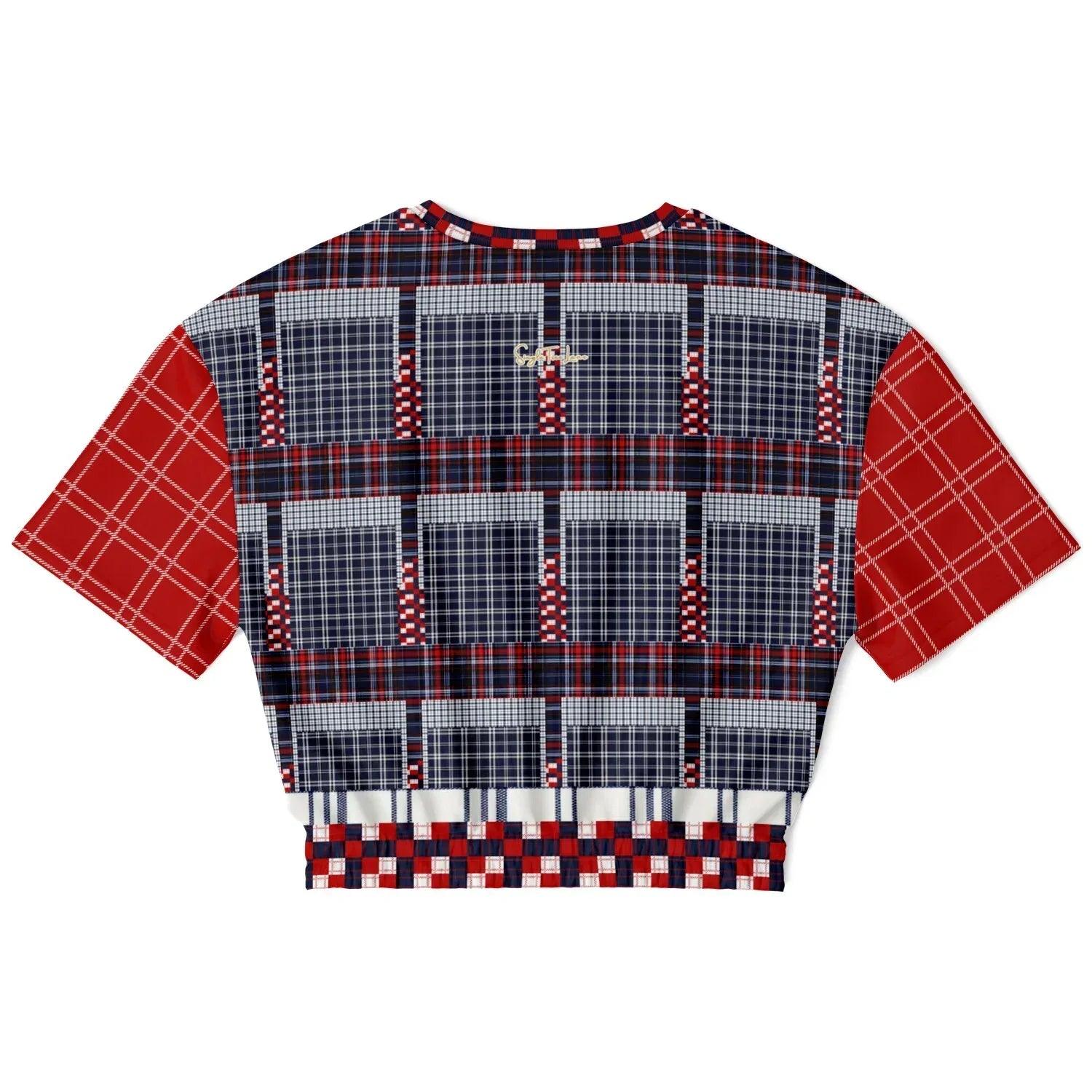 Best of Times - Worst of Times - 68 Patchwork Rugby Eco-Poly Short Sleeve Cropped Pullover