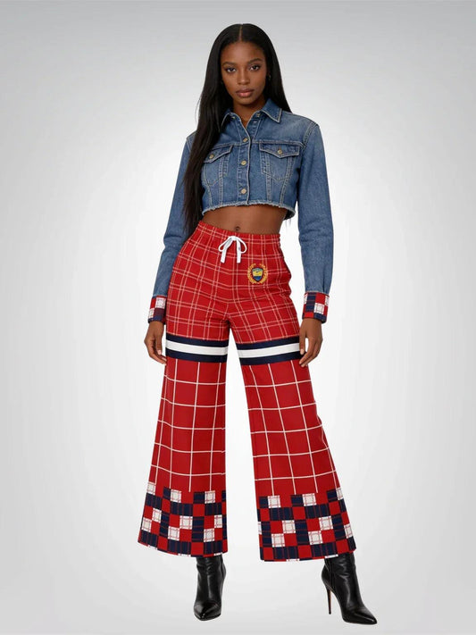 Best of Times - Worst of Times - Red 68 Rugby Eco-Poly Wide Leg Pants