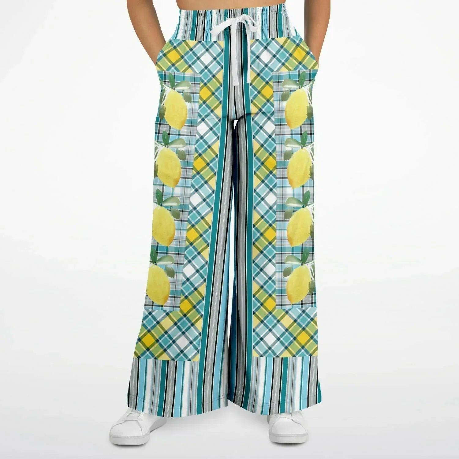 Lemon Zest Striped Eco-Poly Wide Leg Pants