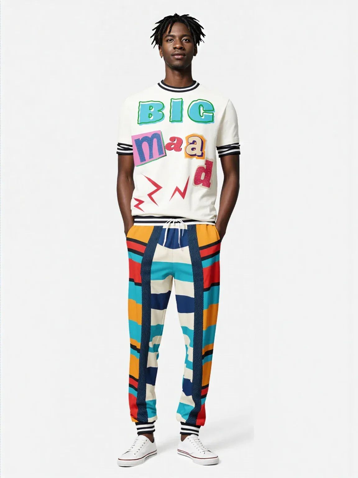 Blue Regatta Stripe Eco-Poly Unisex Joggers