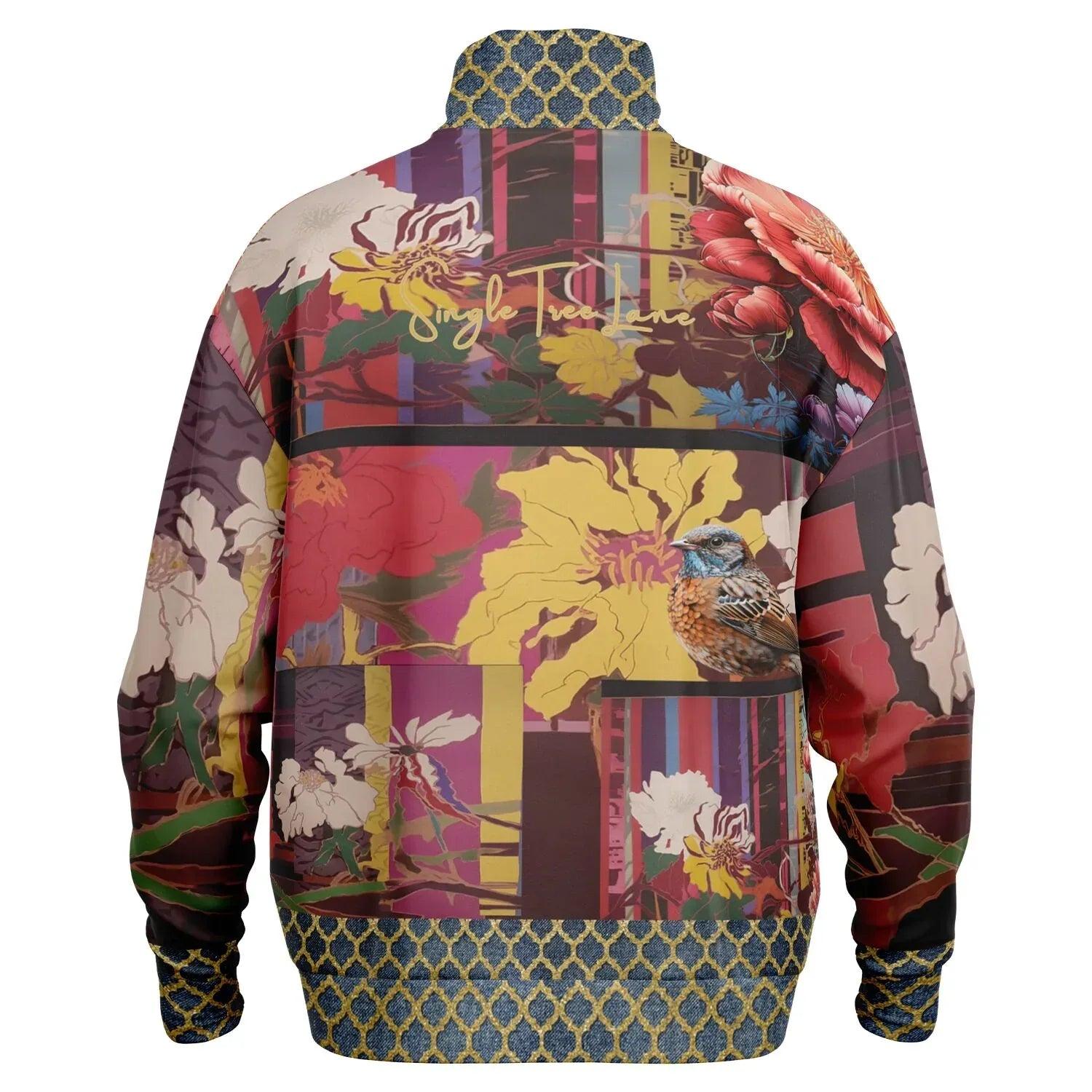 Birds of a Feather in Abstract Floral Stripe Heavyweight Quarter Zip Unisex Pullover