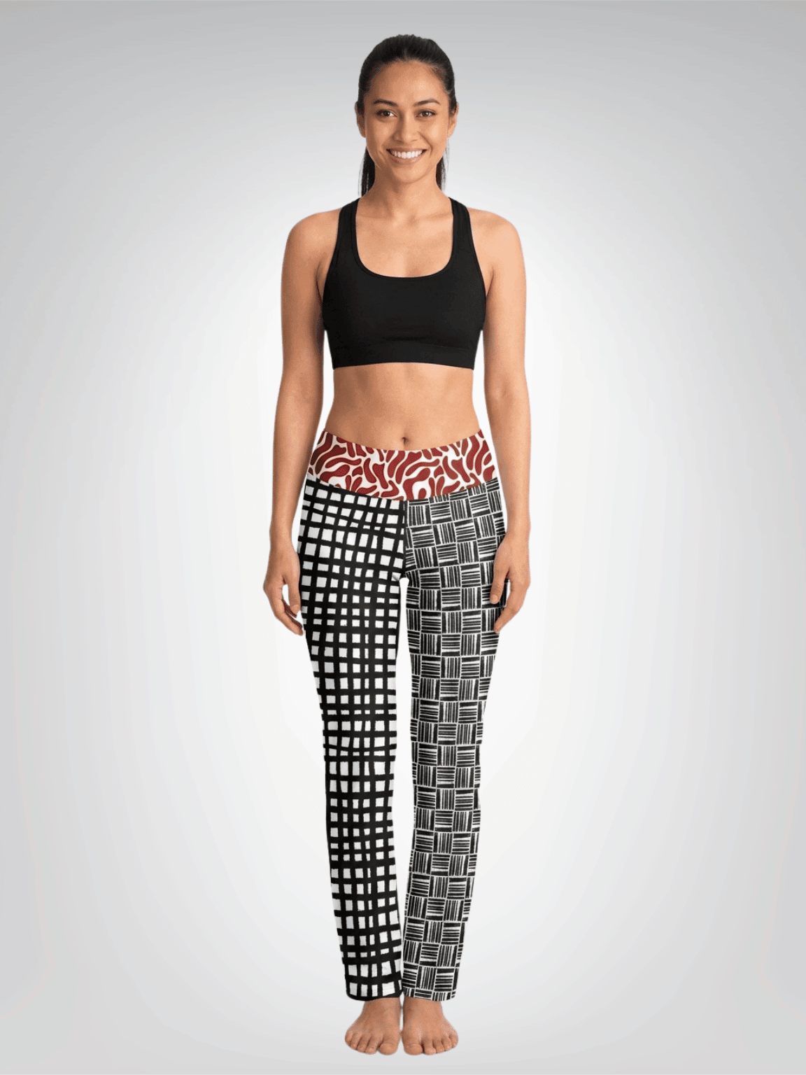 Black and White Distortion Duo Plaid Flare Leggings